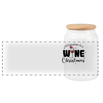 Je rêve d’un Noël au vin - Boîte à biscuits avec couvercle en bois - blanc - Devant