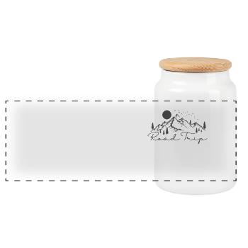Road Trip Mountains Travel Adventure Route - Panoramic Cookie Jar with Wooden Lid - white - Front