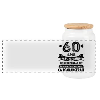 60 Ans Cadeau D'anniversaire 60 Ans - Boîte à biscuits avec couvercle en bois - blanc - Devant