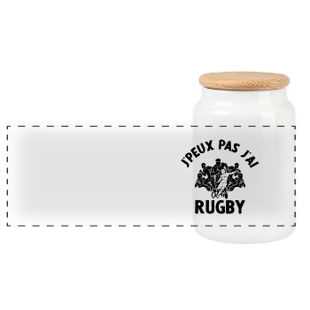 Je Peux Pas J'ai Rugby - Boîte à biscuits avec couvercle en bois - blanc - Devant