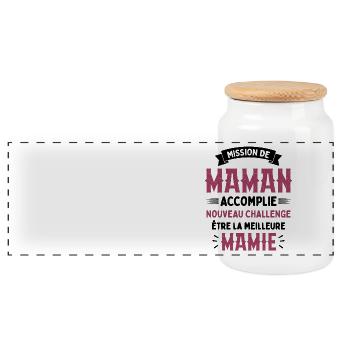 Mission de maman accomplie mamie annonce grossesse - Boîte à biscuits avec couvercle en bois - blanc - Devant