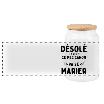 Ce mec canon se marie cadeau EVG Humour drôle - Boîte à biscuits avec couvercle en bois - blanc - Devant