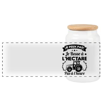 Je peux pas! Je bosse à l'hectare pas à l'heure - Boîte à biscuits avec couvercle en bois - blanc - Devant