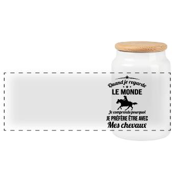 Je préfère être avec Mes Chevaux - Boîte à biscuits avec couvercle en bois - blanc - Devant