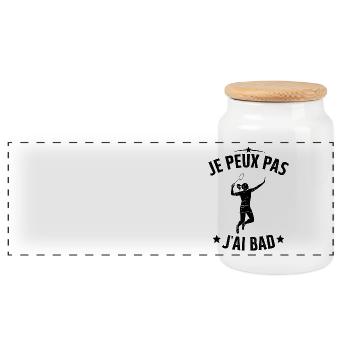 J'peux pas J'ai Bad Cadeau joueuse Femme Badminton - Boîte à biscuits avec couvercle en bois - blanc - Devant
