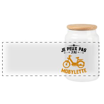 Je Peux Pas J'ai Mobylette Cadeau - Boîte à biscuits avec couvercle en bois - blanc - Devant