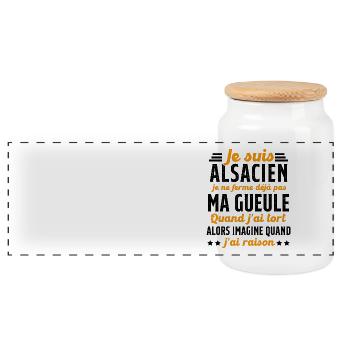 Alsacien je ferme pas ma gueule humour alsace - Boîte à biscuits avec couvercle en bois - blanc - Devant
