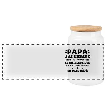 Papa J'ai Essayé De Te Trouver Le Meilleur Cadeau - Boîte à biscuits avec couvercle en bois - blanc - Devant