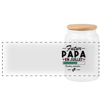 Futur Papa En Juillet Annonce De Grossesse Au Papa - Boîte à biscuits avec couvercle en bois - blanc - Devant