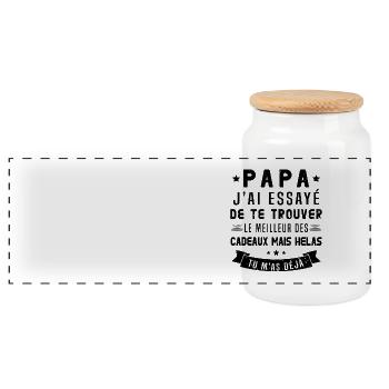 Papa J'ai Essayé De Te Trouver Le Meilleur Cadeau - Boîte à biscuits avec couvercle en bois - blanc - Devant