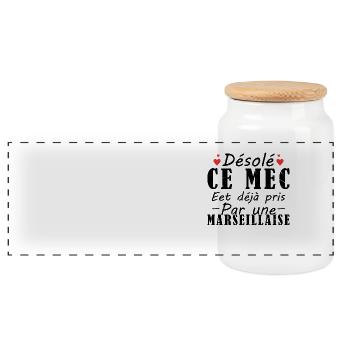 Mec Avec Marseillaise Cadeau Couple Saint Valentin - Boîte à biscuits avec couvercle en bois - blanc - Devant
