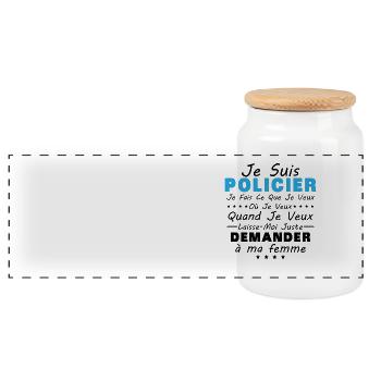 Policier En Couple Idée Cadeau Pour Mon Mari - Boîte à biscuits avec couvercle en bois - blanc - Devant