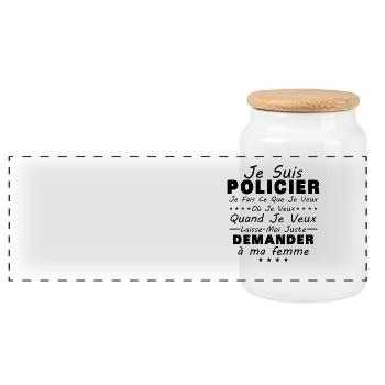 Policier En Couple Idée Cadeau Pour Mon Mari - Boîte à biscuits avec couvercle en bois - blanc - Devant