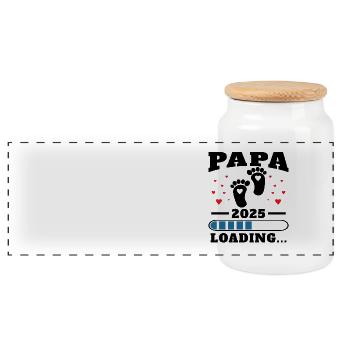 Dad 2025 Funny Father's Day Gift Pregnant Women - Panoramic Cookie Jar with Wooden Lid - white - Front