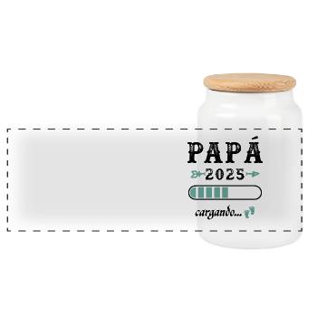 Papa 2025 Loading Geschenk Zukunft Vater - Panorama Keksdose mit Holzdeckel - Weiß - Vorne