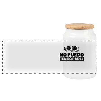 I can't I have Padel Tennis Padel players - Panoramic Cookie Jar with Wooden Lid - white - Front