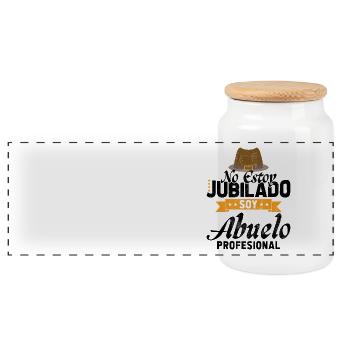 I'm not retired I'm a professional grandfather - Panoramic Cookie Jar with Wooden Lid - white - Front