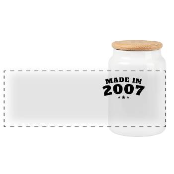 Hergestellt im Jahr 2007 18 Jahre altes Geburtstagsgeschenk - Panorama Keksdose mit Holzdeckel - Weiß - Vorne