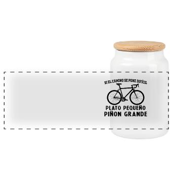 Cyclist Men Bike Gifts Cycling - Panoramic Cookie Jar with Wooden Lid - white - Front