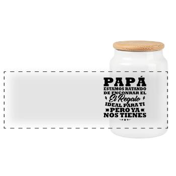 Papa, j’ai essayé de te trouver le meilleur cadeau - Boîte à biscuits avec couvercle en bois - blanc - Devant