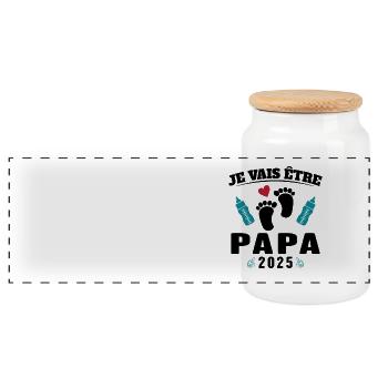 Man Dad To Be 2025 Gift - Panoramic Cookie Jar with Wooden Lid - white - Front
