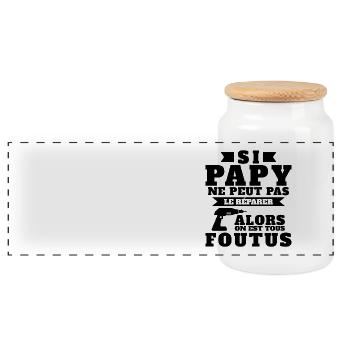 If grandpa can't fix it, we're all screwed - Panoramic Cookie Jar with Wooden Lid - white - Front