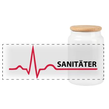 Sanitäter Schrifzug - Panorama Keksdose mit Holzdeckel - Weiß - Vorne