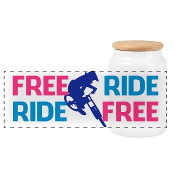 Freeride biker - Panoramic Cookie Jar with Wooden Lid - white - Front