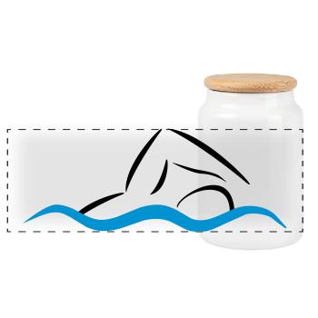 nage - Boîte à biscuits avec couvercle en bois - blanc - Devant