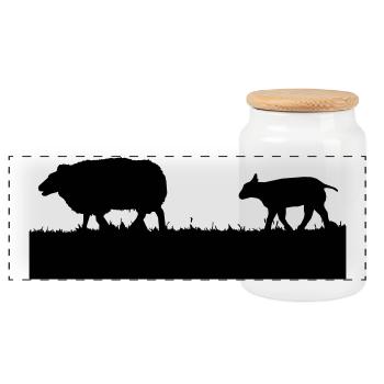 Oveja - Boîte à biscuits avec couvercle en bois - blanc - Devant