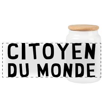 Citoyen du monde / People / Peace / Paix / Love - Panoramic Cookie Jar with Wooden Lid - white - Front