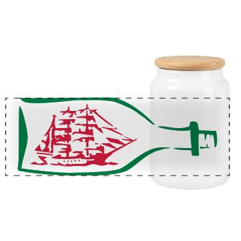 ship - Panoramic Cookie Jar with Wooden Lid - white - Front