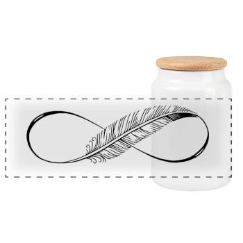 Cute Lines Infinity Feder - Panorama Keksdose mit Holzdeckel - Weiß - Vorne
