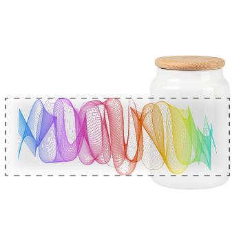 Abstrakte Linien Design 10 - Panorama Keksdose mit Holzdeckel - Weiß - Vorne