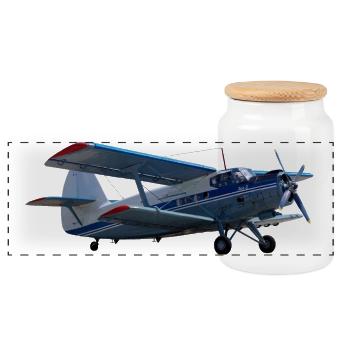 An-2 - Panoramic Cookie Jar with Wooden Lid - white - Front