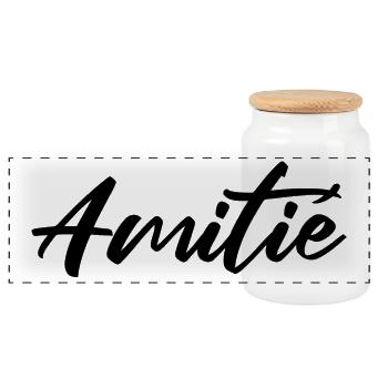 Amitie Script Design pour Vêtements - Boîte à biscuits avec couvercle en bois - blanc - Devant