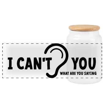 Deaf, hard of hearing, deafness, hearing loss sign - Panoramic Cookie Jar with Wooden Lid - white - Front