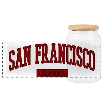 Lettrage rétro de San Francisco - Boîte à biscuits avec couvercle en bois - blanc - Devant