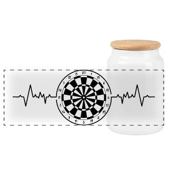 Dartboard heartbeat game / dartboard heart rate game - Panoramic Cookie Jar with Wooden Lid - white - Front