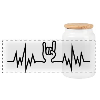 HeavyMetalHandSign - Panorama Keksdose mit Holzdeckel - Weiß - Vorne