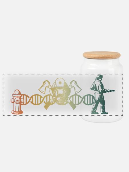 Feuerwehrmann Feuerwehr DNA DNS - Panorama Keksdose mit Holzdeckel - Weiß