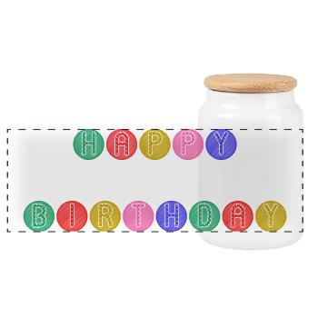 JOYEUX ANNIVERSAIRE. HAPPY BIRTHDAY. ANNIVERSAIRE. - Boîte à biscuits avec couvercle en bois - blanc - Devant