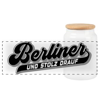 Berliner und Stolz drauf | Farben änderbar - Panorama Keksdose mit Holzdeckel - Weiß - Vorne