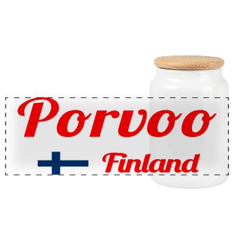 Porvoo Finnland - Stylische Drucke - Panorama Keksdose mit Holzdeckel - Weiß - Vorne