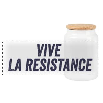 Vive La Resistance Feminism - Panoramic Cookie Jar with Wooden Lid - white - Front