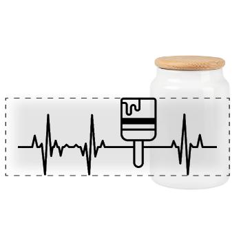 My heart beats for painting - Panoramic Cookie Jar with Wooden Lid - white - Front