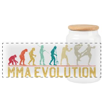 MMA Evolution Silhouette Design - Panorama Keksdose mit Holzdeckel - Weiß - Vorne