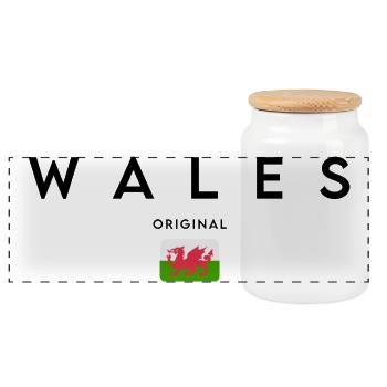 Flagge von Wales, hergestellt in Wales - Panorama Keksdose mit Holzdeckel - Weiß - Vorne