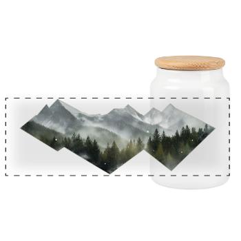 Berge Minimalismus - Panorama Keksdose mit Holzdeckel - Weiß - Vorne