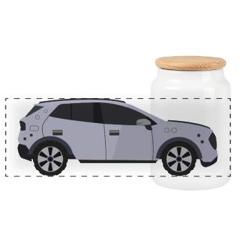 Car - Panoramic Cookie Jar with Wooden Lid - white - Front